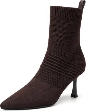 Women's Minimalist Pointed Toe Stiletto Ankle Boots - Slim Heel Dress Booties for Office, Party & Evening, Comfortable Walkable Heels