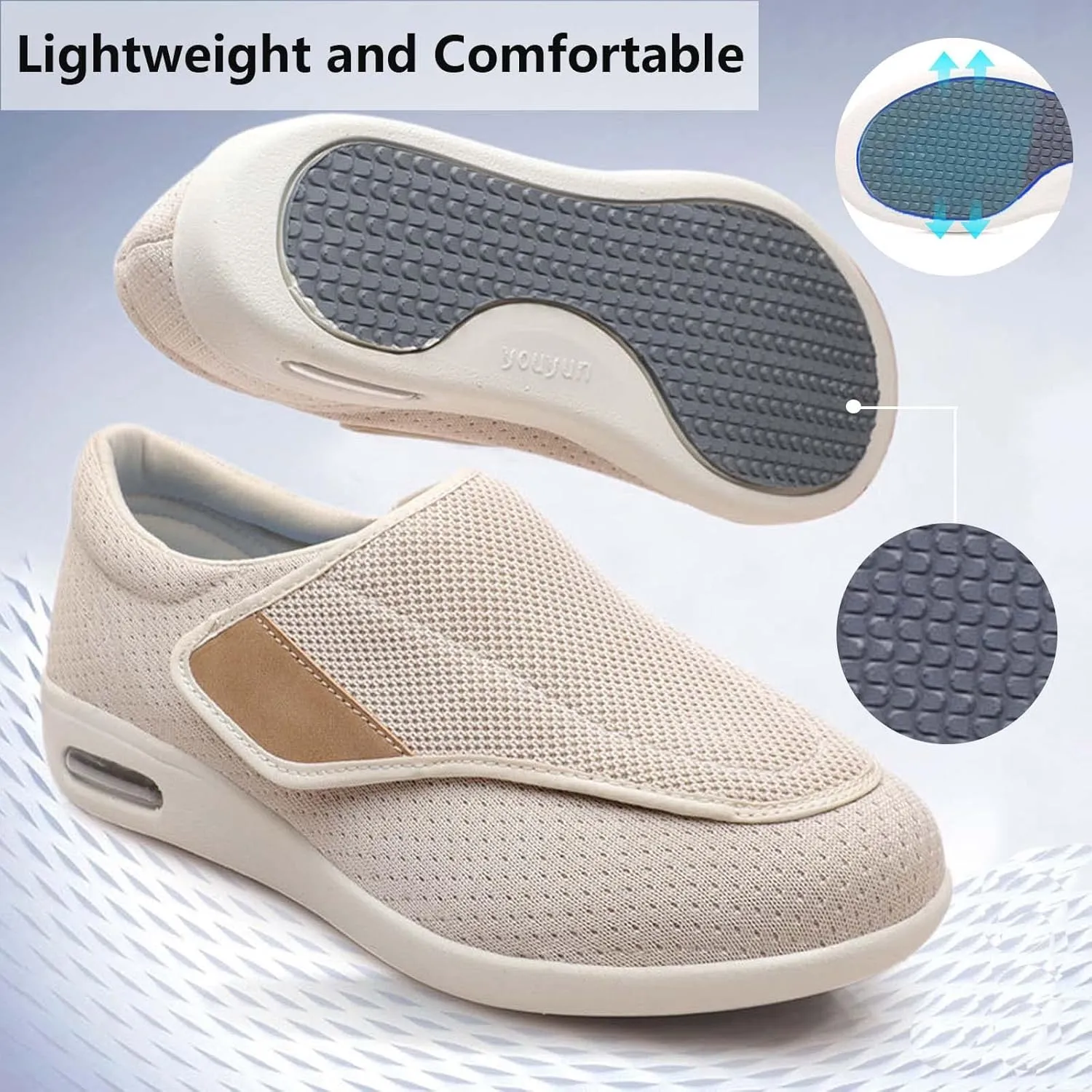 Women's Walking Shoes with Arch Support,with Removable Memory Foam Insoles Lightweight for Seniors Swollen Feet Men 8/Women 9.5