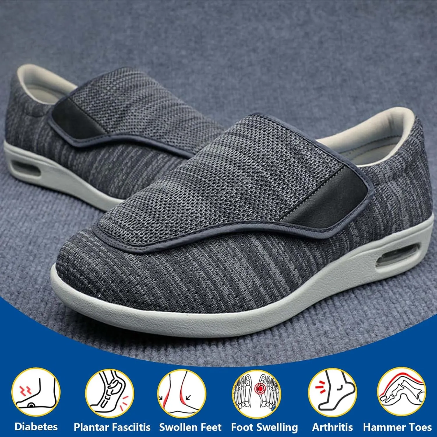 Women's Walking Shoes with Arch Support,with Removable Memory Foam Insoles Lightweight for Seniors Swollen Feet Men 8/Women 9.5