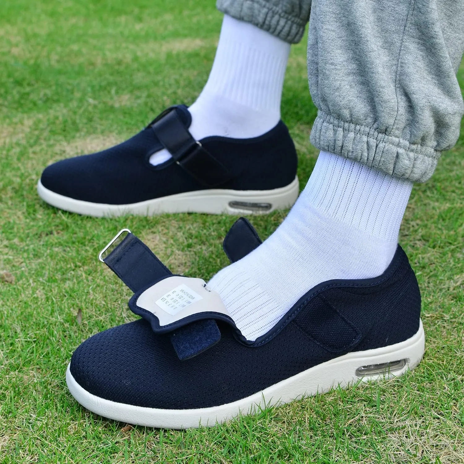 Womens Wide Width Diabetic Shoes with Adjustable Closure Lightweight Breathable for Diabetic Edema Plantar Fasciitis Bunions Arthritis Elderly Swollen Feet Navy