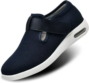 Womens Wide Width Diabetic Shoes with Adjustable Closure Lightweight Breathable for Diabetic Edema Plantar Fasciitis Bunions Arthritis Elderly Swollen Feet Navy