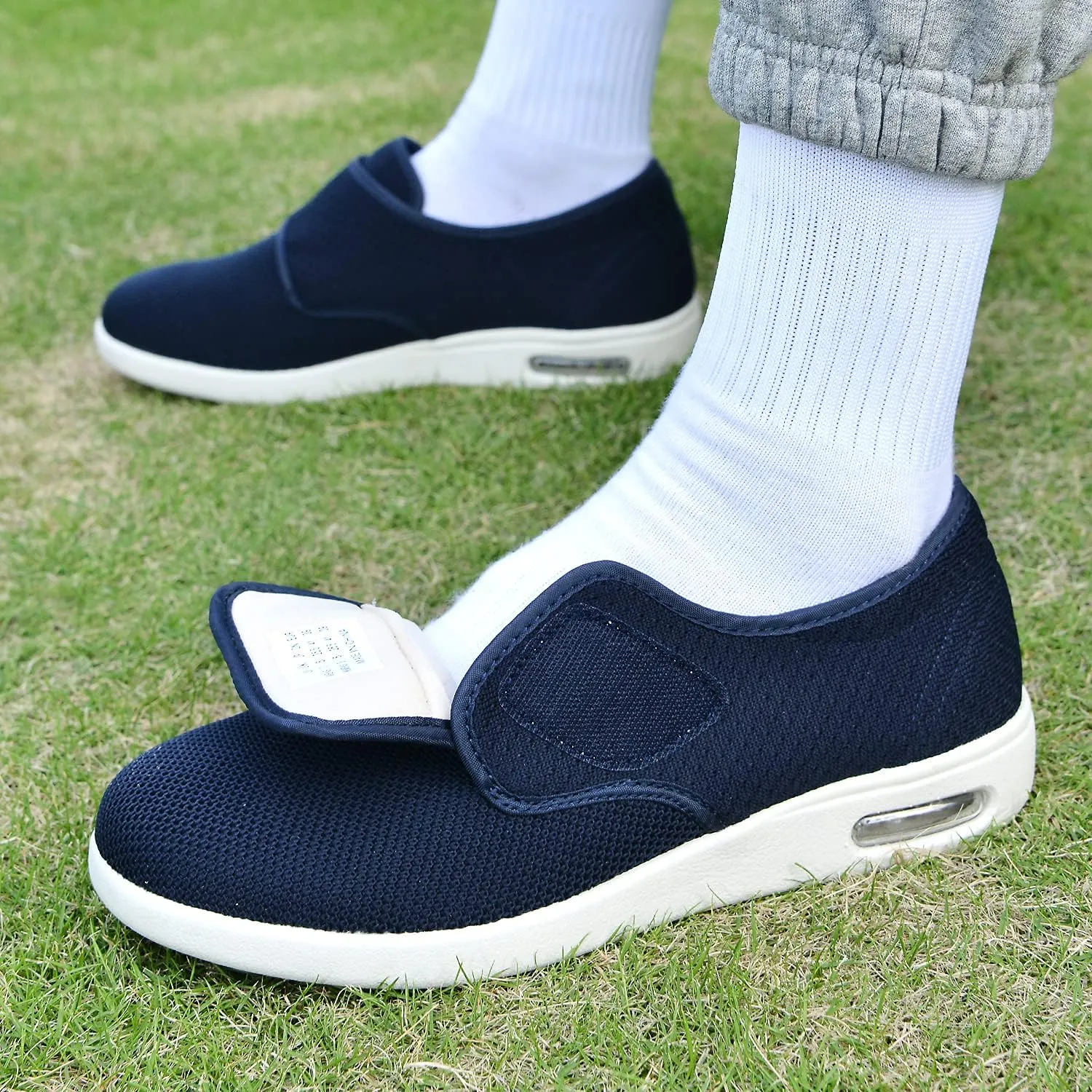 Womens Wide Width Diabetic Shoes with Adjustable Closure Lightweight Breathable for Diabetic Edema Plantar Fasciitis Bunions Arthritis Elderly Swollen Feet Navy