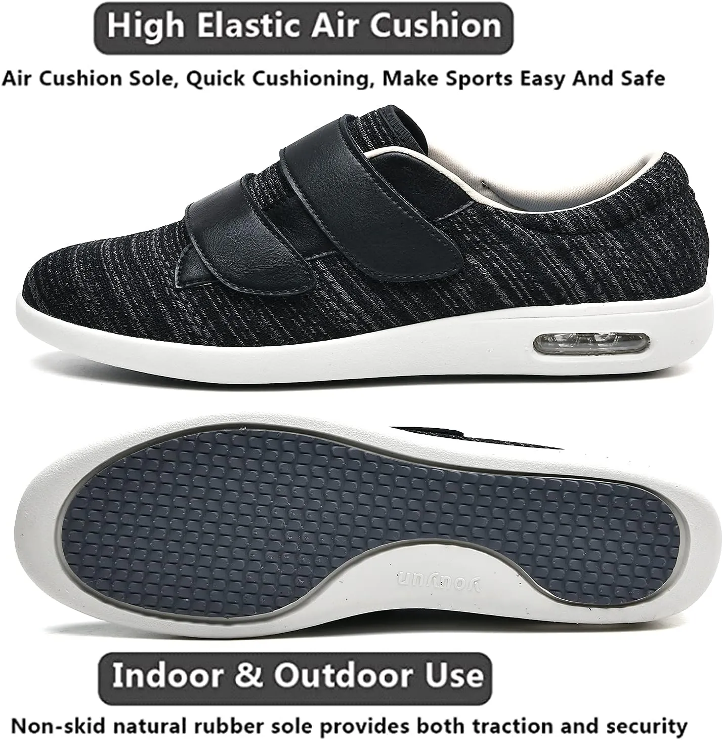 Womens Wide Width Diabetic Shoes with Adjustable Closure Lightweight Breathable for Diabetic Edema Plantar Fasciitis Bunions Arthritis Elderly Swollen Feet