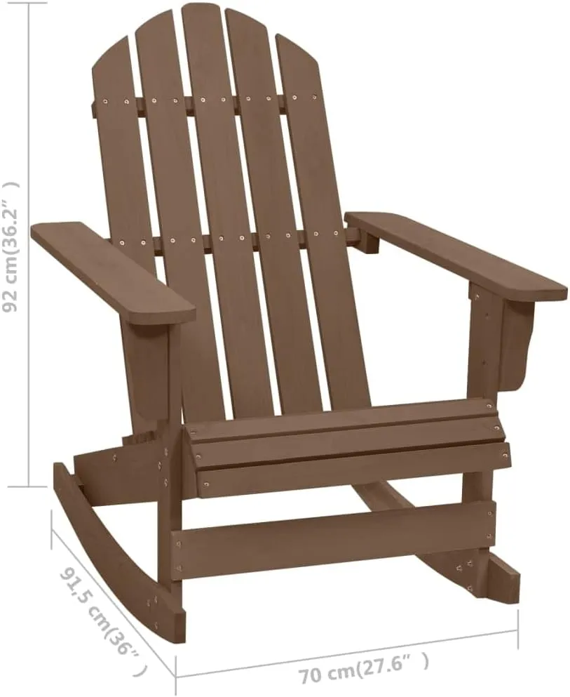 Wooden Rocking Chair for Patio Outdoor Brown 27.6x36x36.2 Inches Solid Hardwood Lounge Chair with Classic Design for Garden Porch Reading and Relaxing