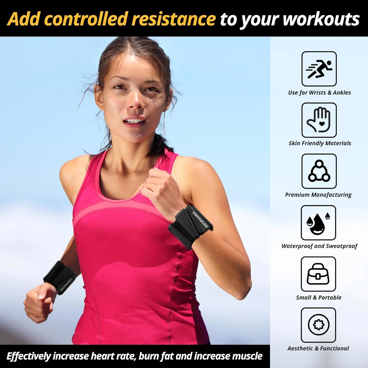 Wrist & Ankle Weights, Adjustable Bands for Women & Men Workouts, Set of 2 (1lb or 2lb each / 1kg or 2kg total). For Running, Jogging, Walking, Yoga, Dance, Pilates, Aerobics, Strength Training