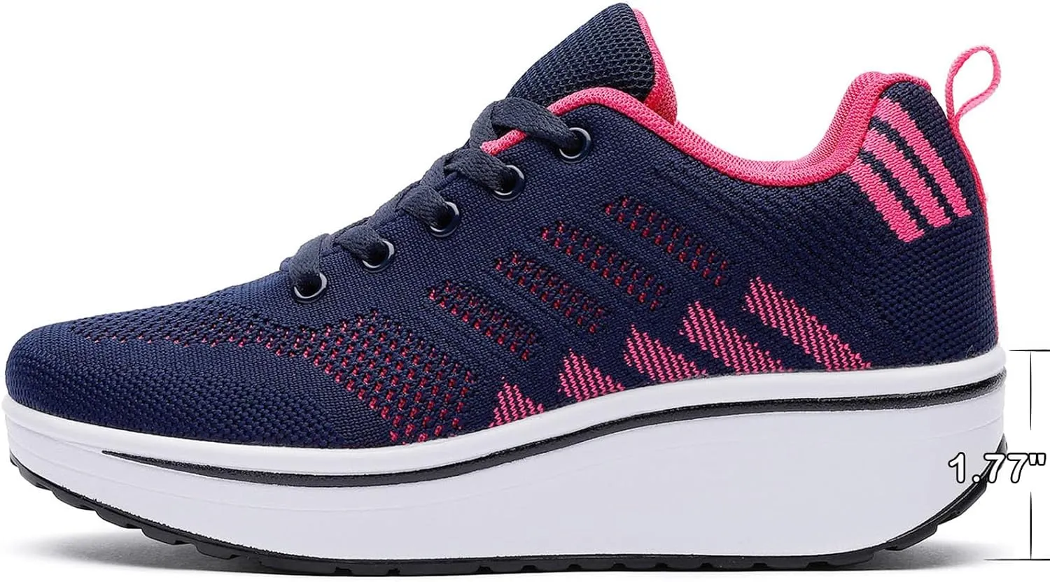 WUIWUIYU Womens Outdoor Casual Wedge Platform Mesh Lace-Up Sport Athletic Rocker Shoes Trainers Sneakers