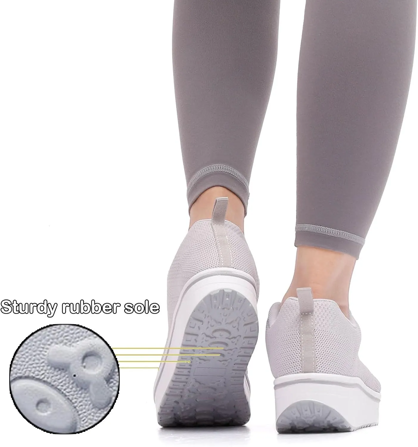 WUIWUIYU Womens Outdoor Casual Wedge Platform Mesh Lace-Up Sport Athletic Rocker Shoes Trainers Sneakers
