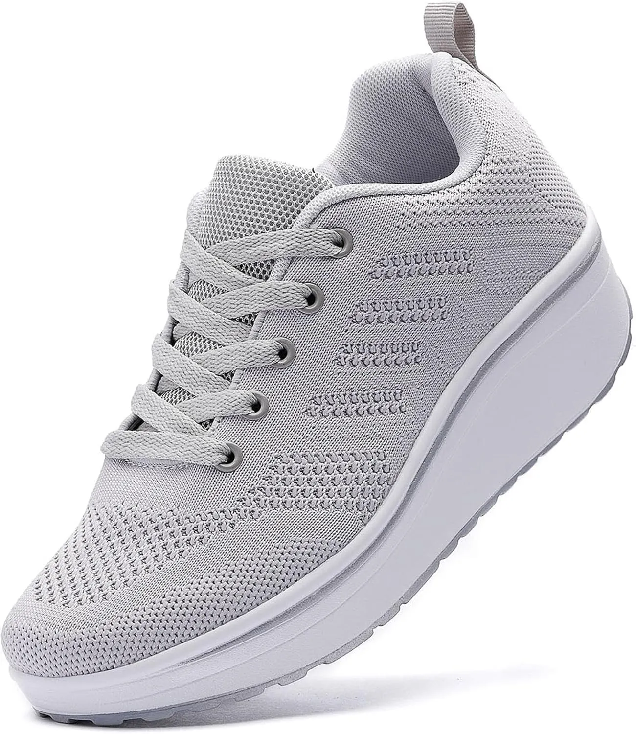 WUIWUIYU Womens Outdoor Casual Wedge Platform Mesh Lace-Up Sport Athletic Rocker Shoes Trainers Sneakers