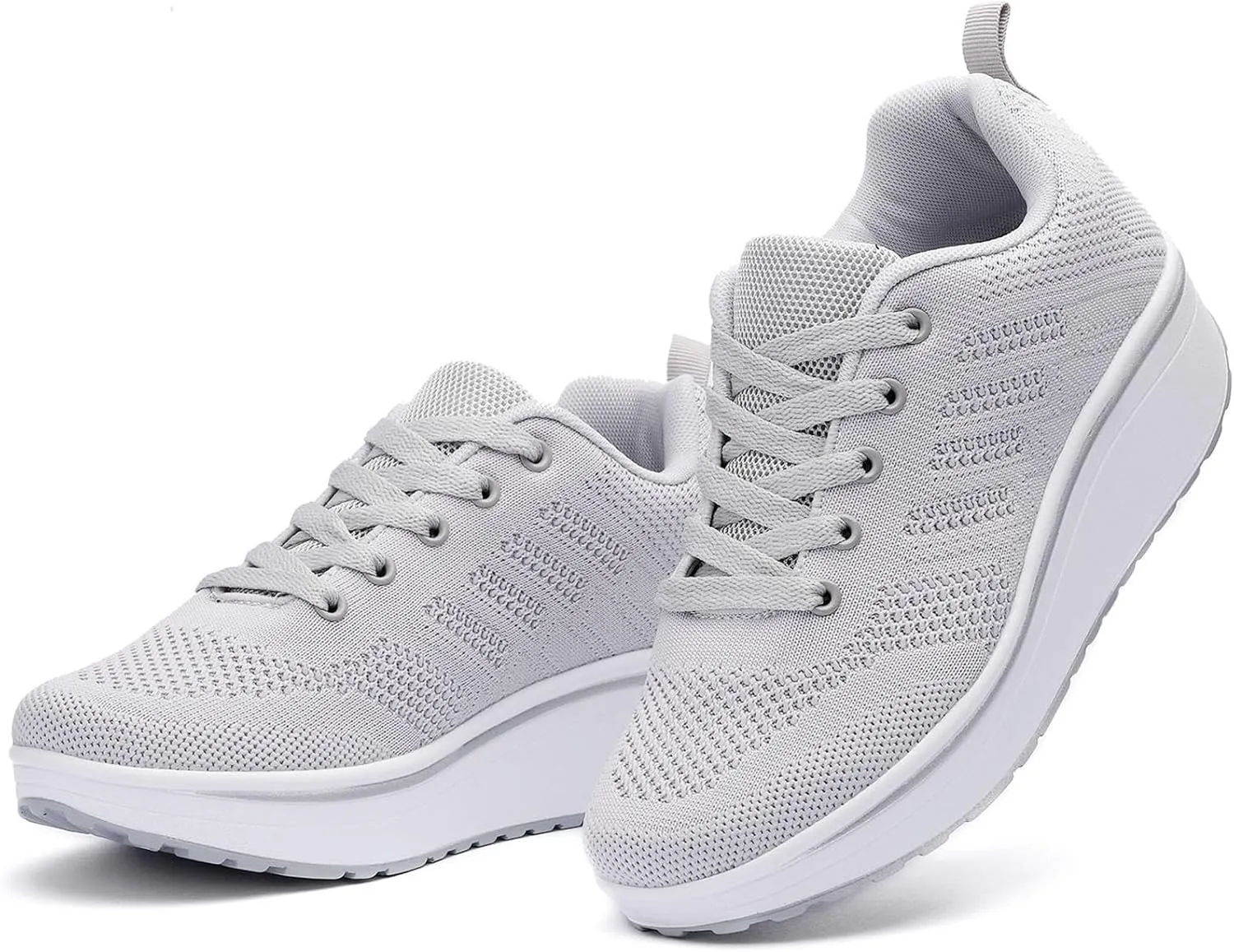 WUIWUIYU Womens Outdoor Casual Wedge Platform Mesh Lace-Up Sport Athletic Rocker Shoes Trainers Sneakers