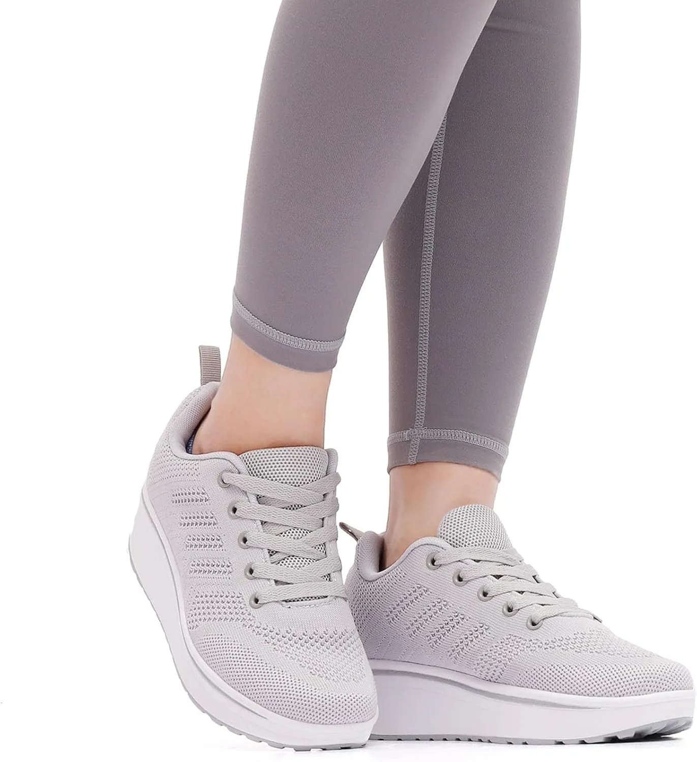 WUIWUIYU Womens Outdoor Casual Wedge Platform Mesh Lace-Up Sport Athletic Rocker Shoes Trainers Sneakers