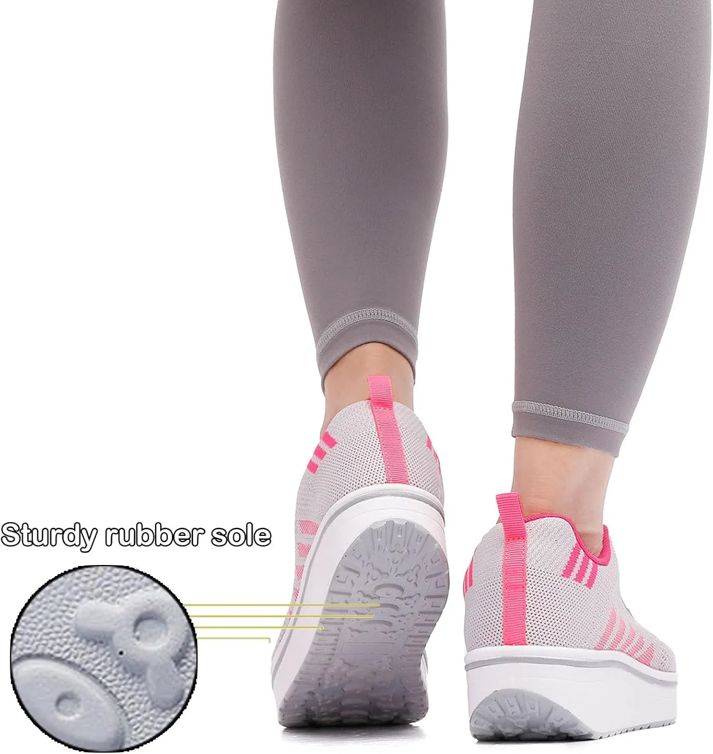 WUIWUIYU Womens Outdoor Casual Wedge Platform Mesh Lace-Up Sport Athletic Rocker Shoes Trainers Sneakers
