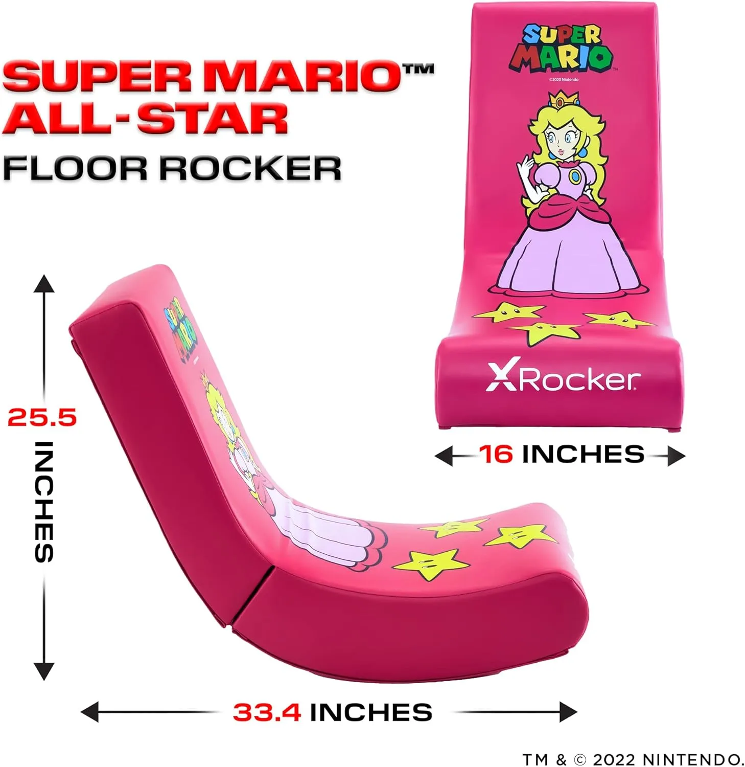 X Rocker Nintendo Video Gaming Chair for Kids 5-17, Floor Rocker, Gifts for Gamers, Mario, Bowser, Peach, Luigi, Yoshi, Gifts for Teens, Boys, Girls