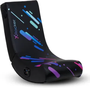 X Rocker Pixel Printed Video Gaming Floor Chair with Headrest Speakers, Wireless Bluetooth, Foldable, Vegan Leather, 300 lbs Max, Amazon Exclusive, Black