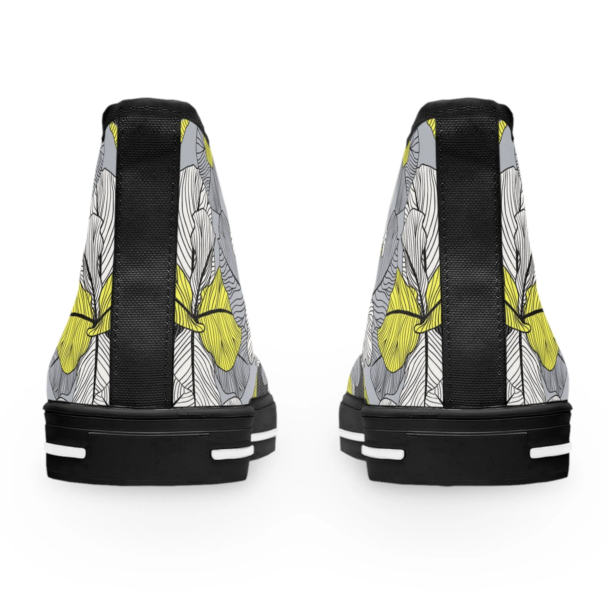 Yellow Floral Pattern Women's High Top Sneakers