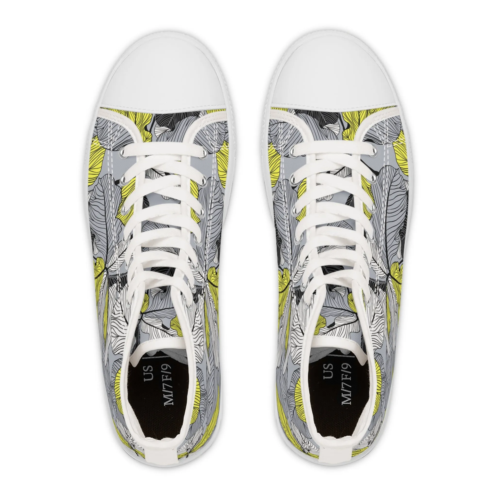 Yellow Floral Pattern Women's High Top Sneakers