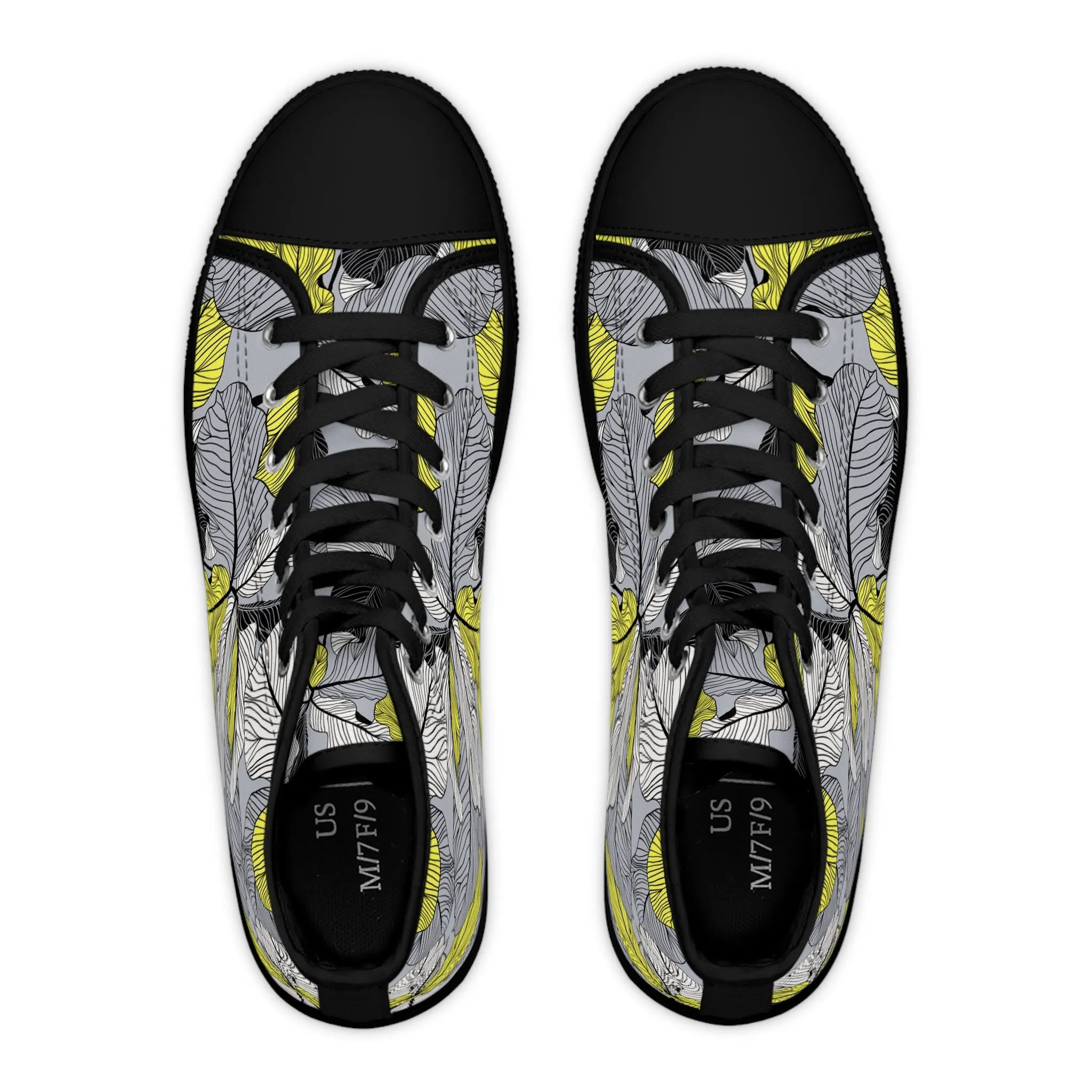 Yellow Floral Pattern Women's High Top Sneakers