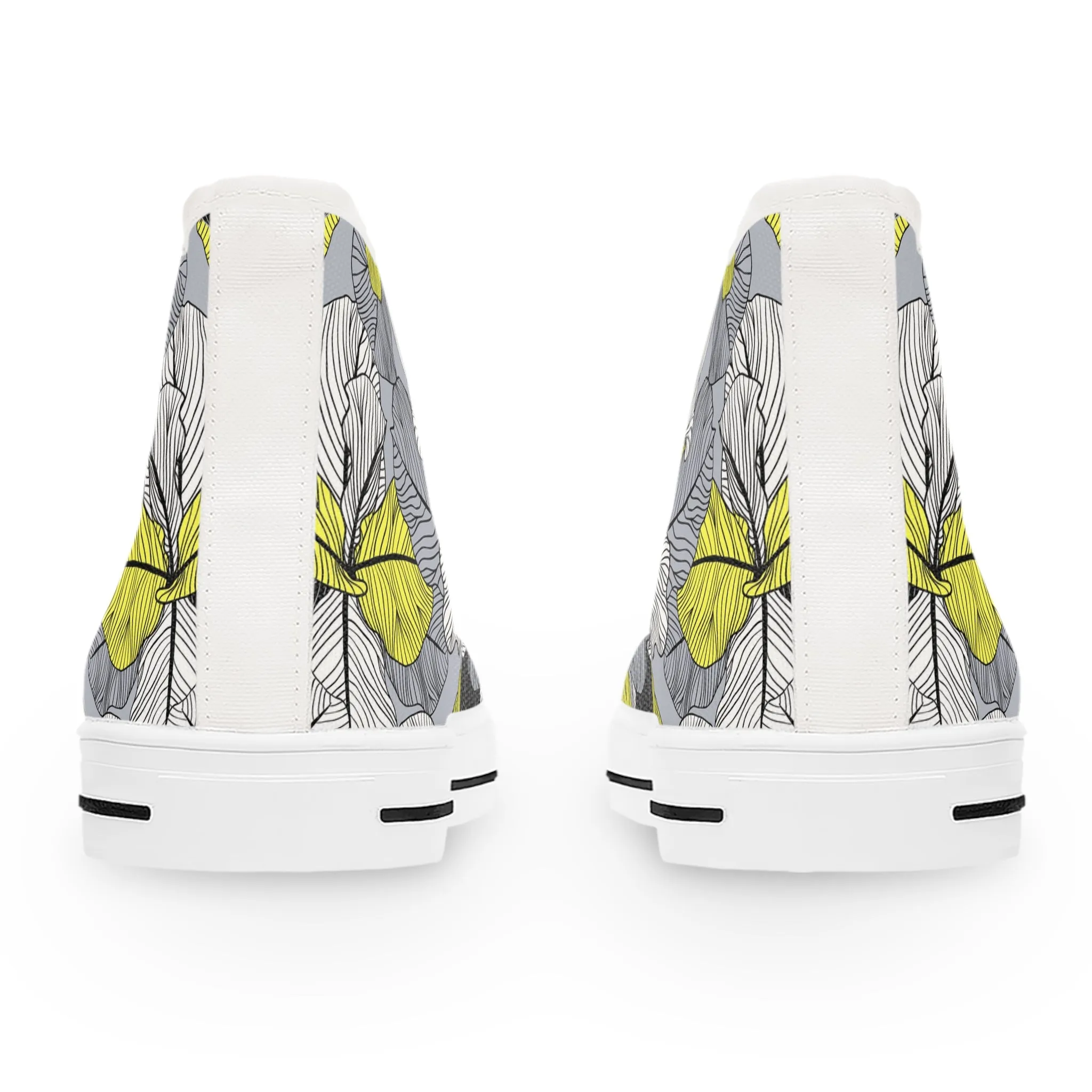 Yellow Floral Pattern Women's High Top Sneakers