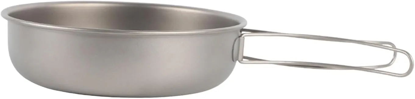 Yiju Titanium Frying Pan Cookware Versatile Cooking Pot Skillet Portable with Foldable Handle Camping Pan for Backpacking Camping, 1200ML