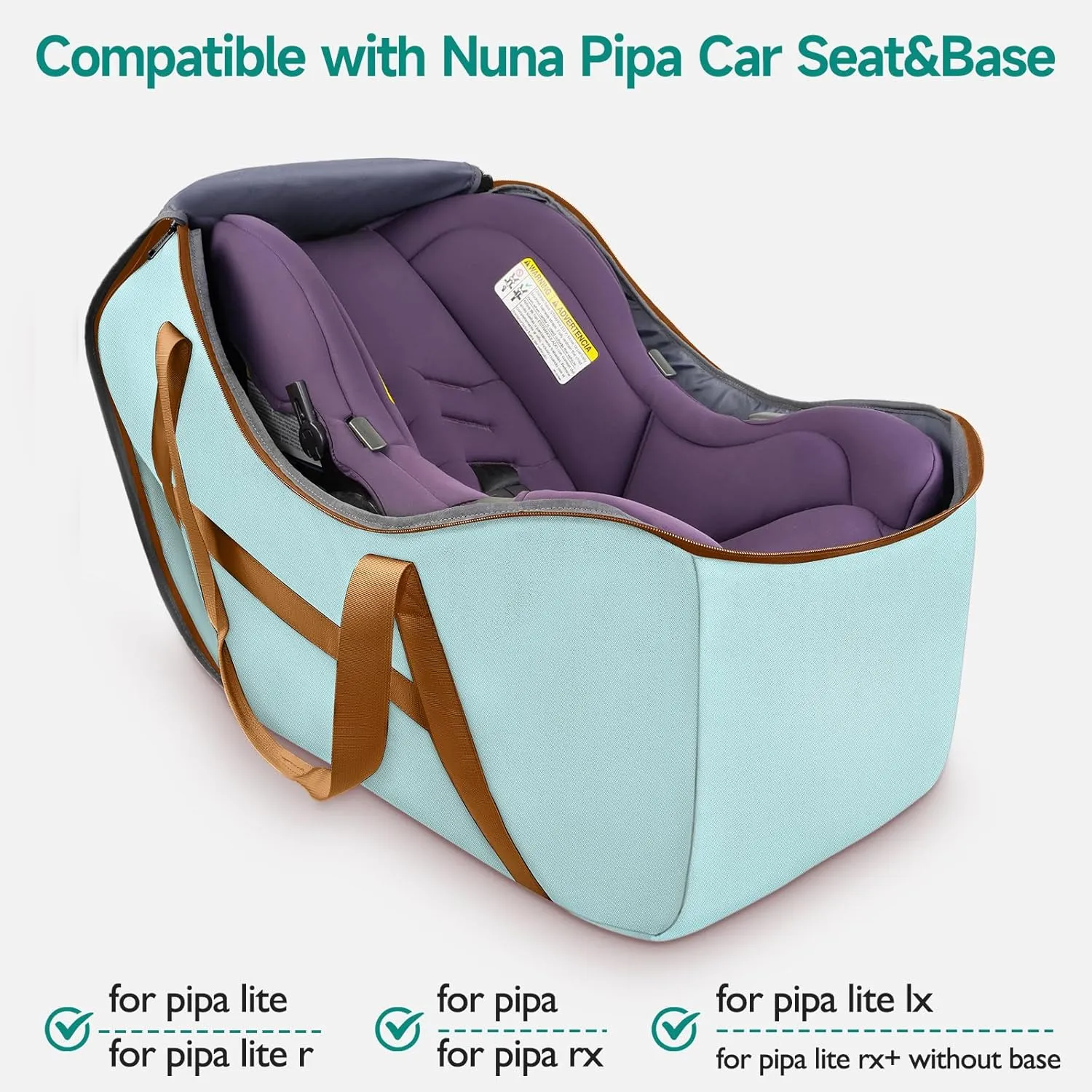 YOREPEK Car Seat Travel Bag for Airplane Compatible with Uppababy Mesa and Base, Fits for Chicco Keyfit 30 and Base,Padded Car Seat Carrier for Airport, Car Seat Gate Check Bag, Light Cyan