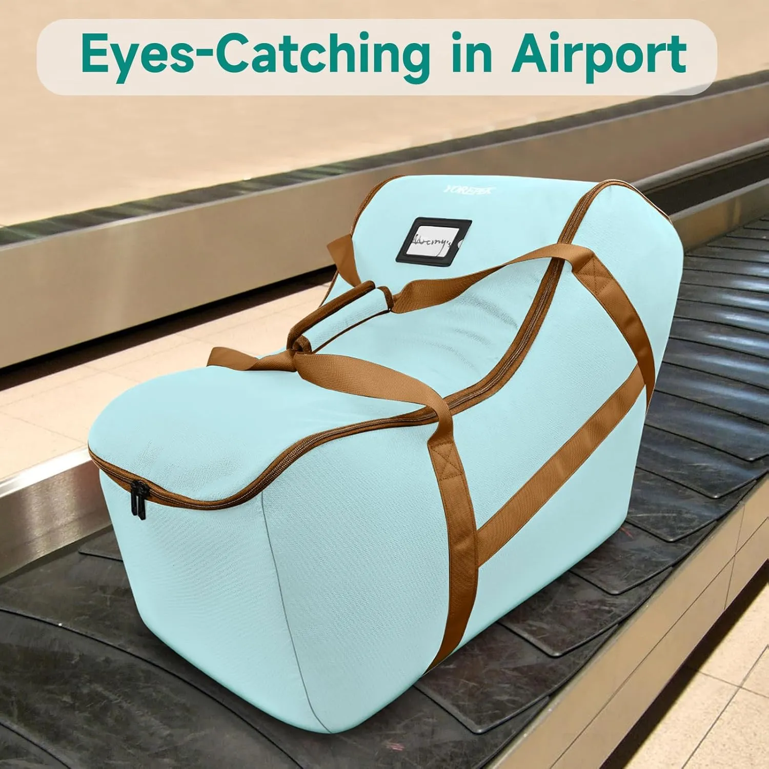 YOREPEK Car Seat Travel Bag for Airplane Compatible with Uppababy Mesa and Base, Fits for Chicco Keyfit 30 and Base,Padded Car Seat Carrier for Airport, Car Seat Gate Check Bag, Light Cyan