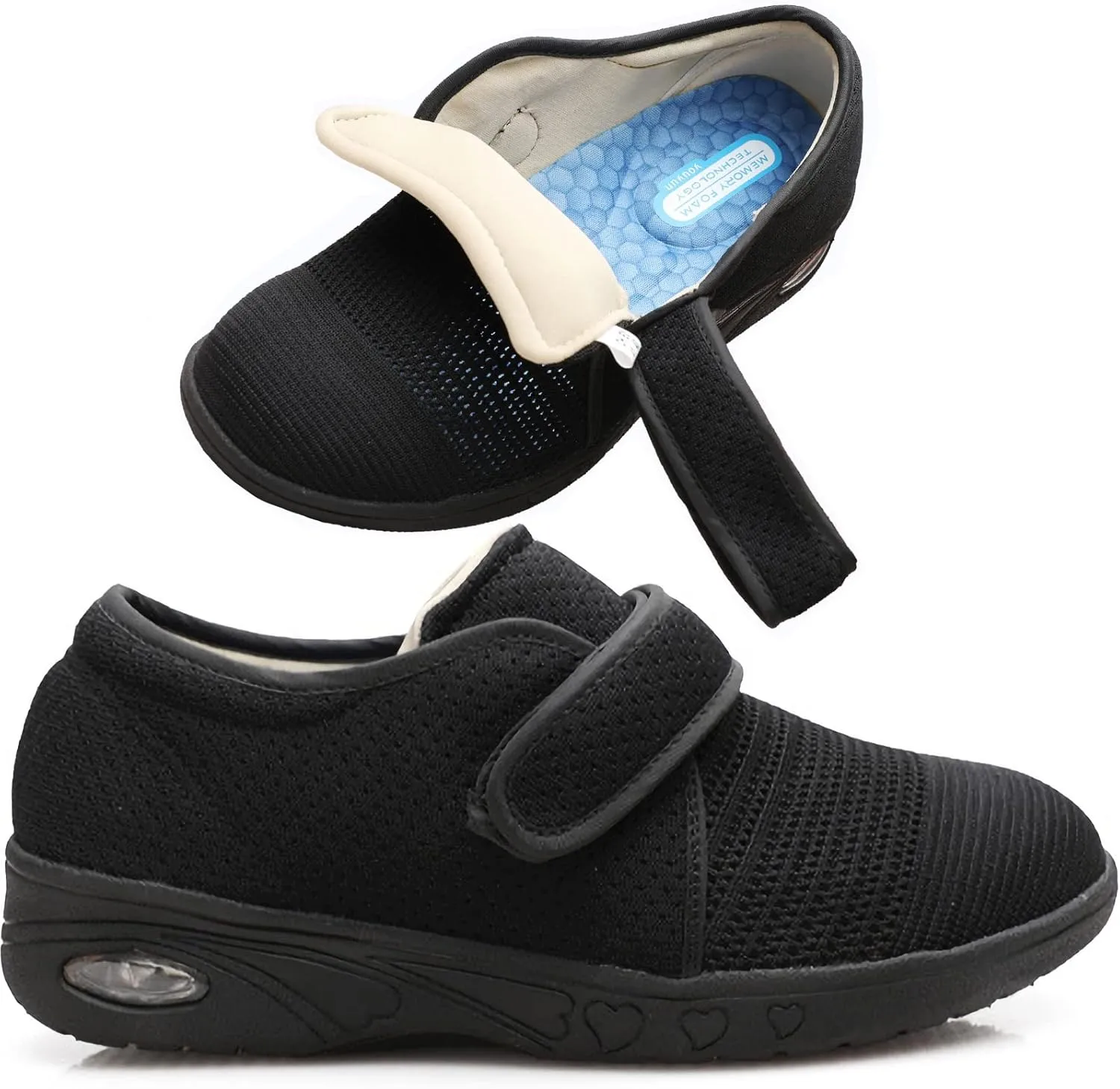 youyun Women's Diabetic Shoes Width X-Wide Shoe for Elderly Women Adjustable Closure Breathable Lightweight Non Slip for Swollen Feet Edema Widening Walking Shoes