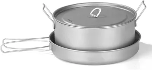 YYDS Outdoor Camping Camping Cooker Set Pure Titanium Fried Soup Set Lightweight Pot Pan for Backpacking Camping Cookware Kit Outdoors Kitchen Adventures Picnics (Size : B)