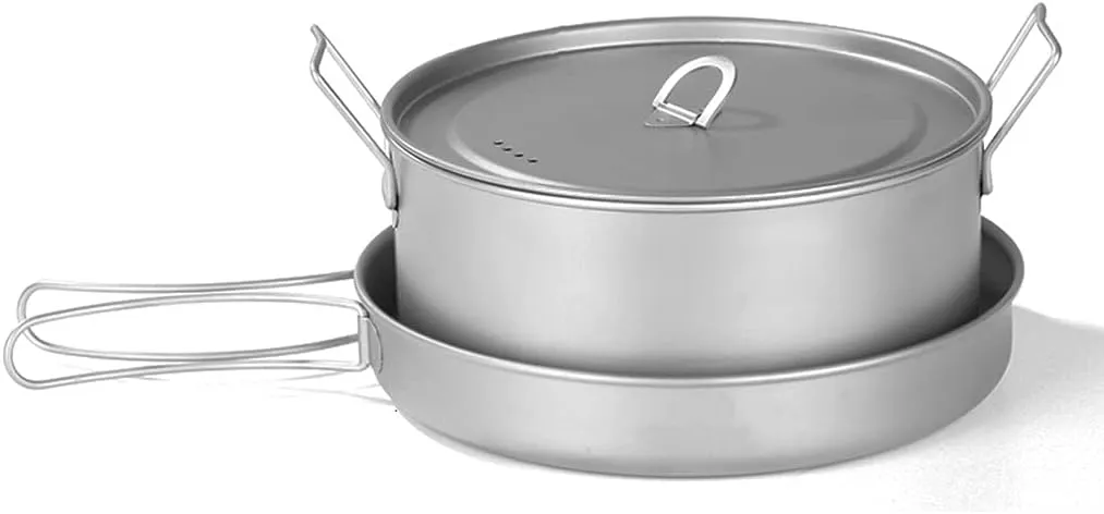 YYDS Outdoor Camping Camping Cooker Set Pure Titanium Fried Soup Set Lightweight Pot Pan for Backpacking Camping Cookware Kit Outdoors Kitchen Adventures Picnics (Size : B)