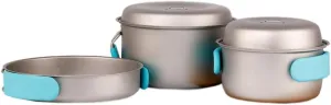 ZAIHW Titanium Camping Cookware Set 5-Piece Pot & Pan Outdoor Cooking Equipment Mess kit, Strong Lightweight (Ti) Travel/Hiking/Camping in Cloth Case