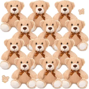 Zhanmai 12 Pcs 14 Inch Bear Stuffed Animal Bulk Operation 2025 Graduation Gifts Bulk Plush Stuffed Bear for Bridal Anniversary Shower Gifts(Light Brown)