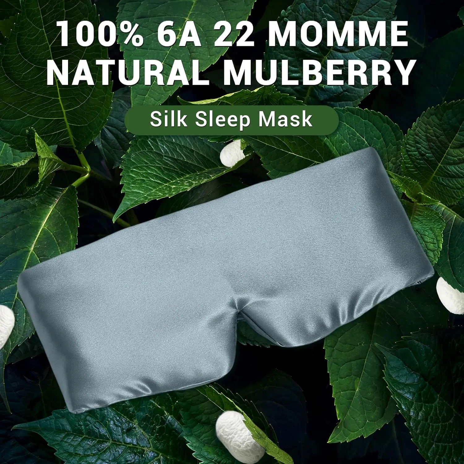 ZIMASILK 100% 22 Momme Mulberry Silk Sleep Mask - Full Silk Filled, Ultra-Soft & Breathable, Face-Hugging Total Blackout Eye Cover for Sleeping (Blue Haze)