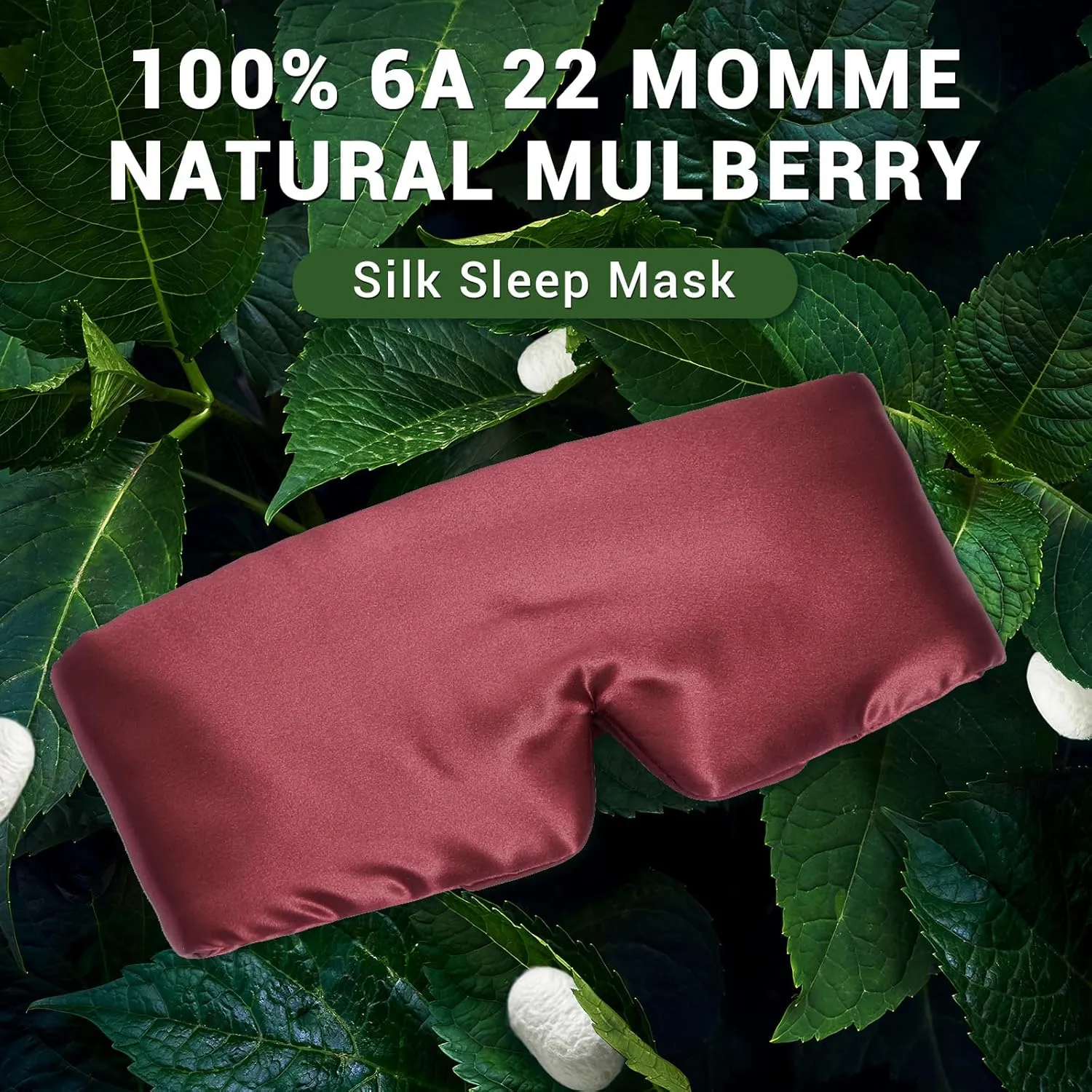 ZIMASILK 100% 22 Momme Mulberry Silk Sleep Mask - Full Silk Filled, Ultra-Soft & Breathable, Face-Hugging Total Blackout Eye Cover for Sleeping (Burgundy)