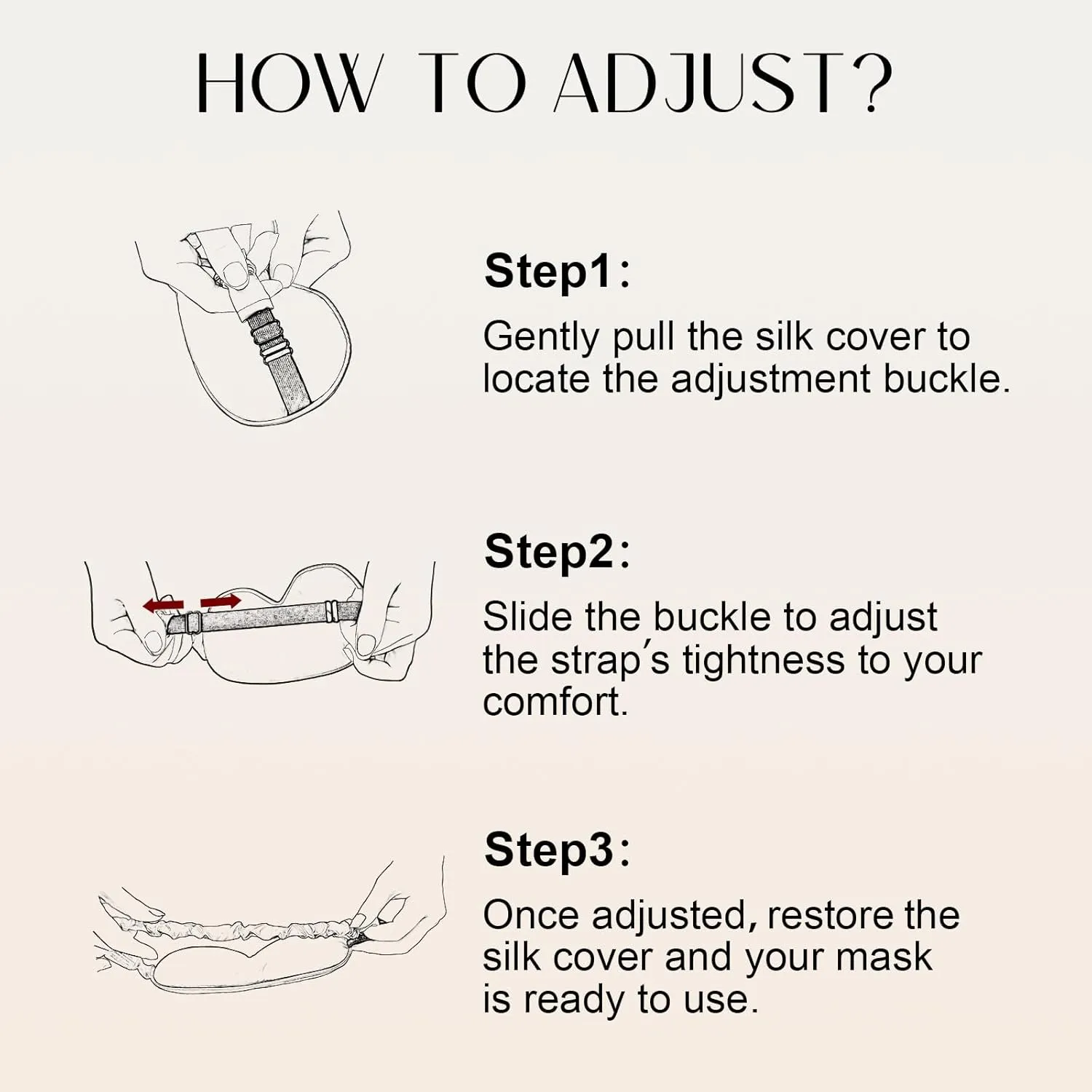 ZIMASILK Adjustable 100% 22 Momme Mulberry Silk Sleep Mask for Sleeping, Filled with Premium Mulberry Silk, Softest & Breathable Eye Sleeping Mask (Beige)