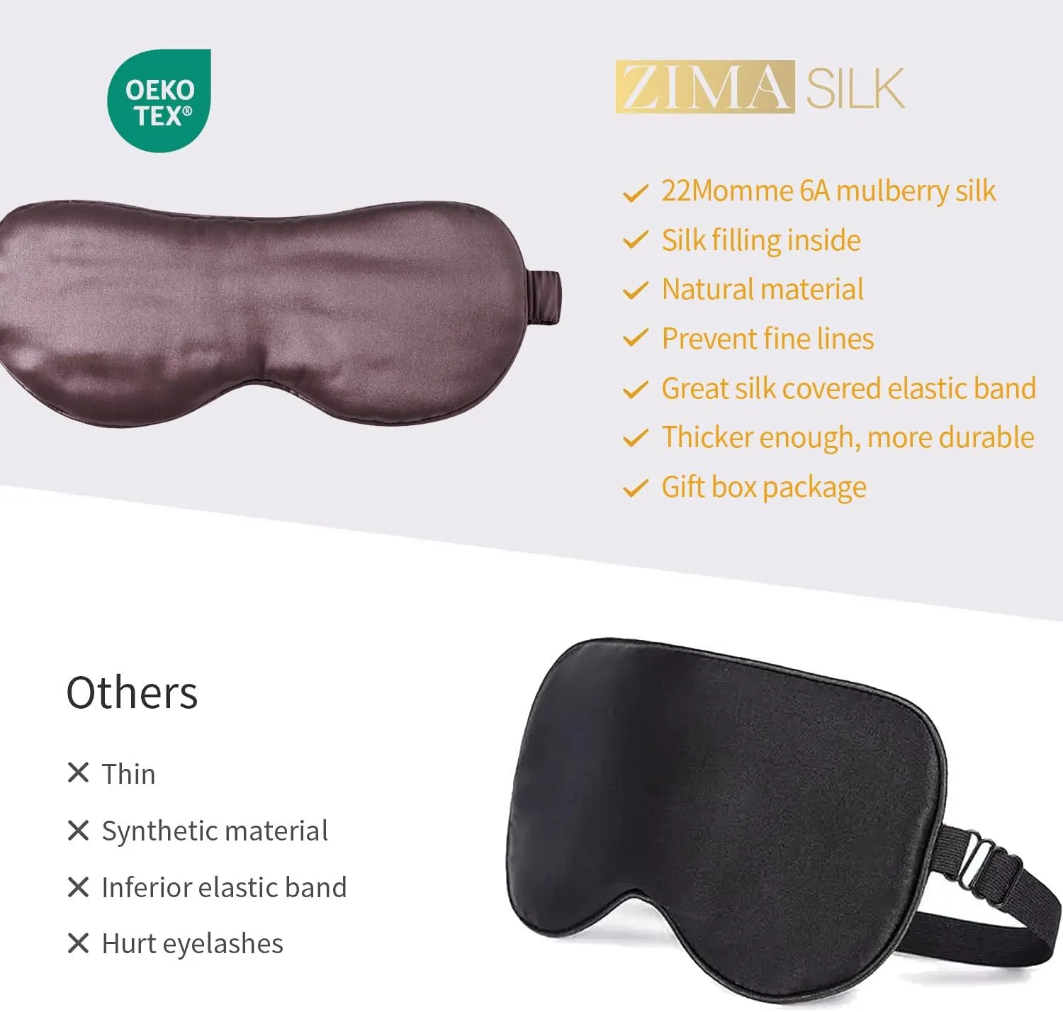 ZIMASILK Adjustable 100% 22 Momme Mulberry Silk Sleep Mask for Sleeping, Filled with Premium Mulberry Silk, Softest & Breathable Eye Sleeping Mask (Gray Purple)