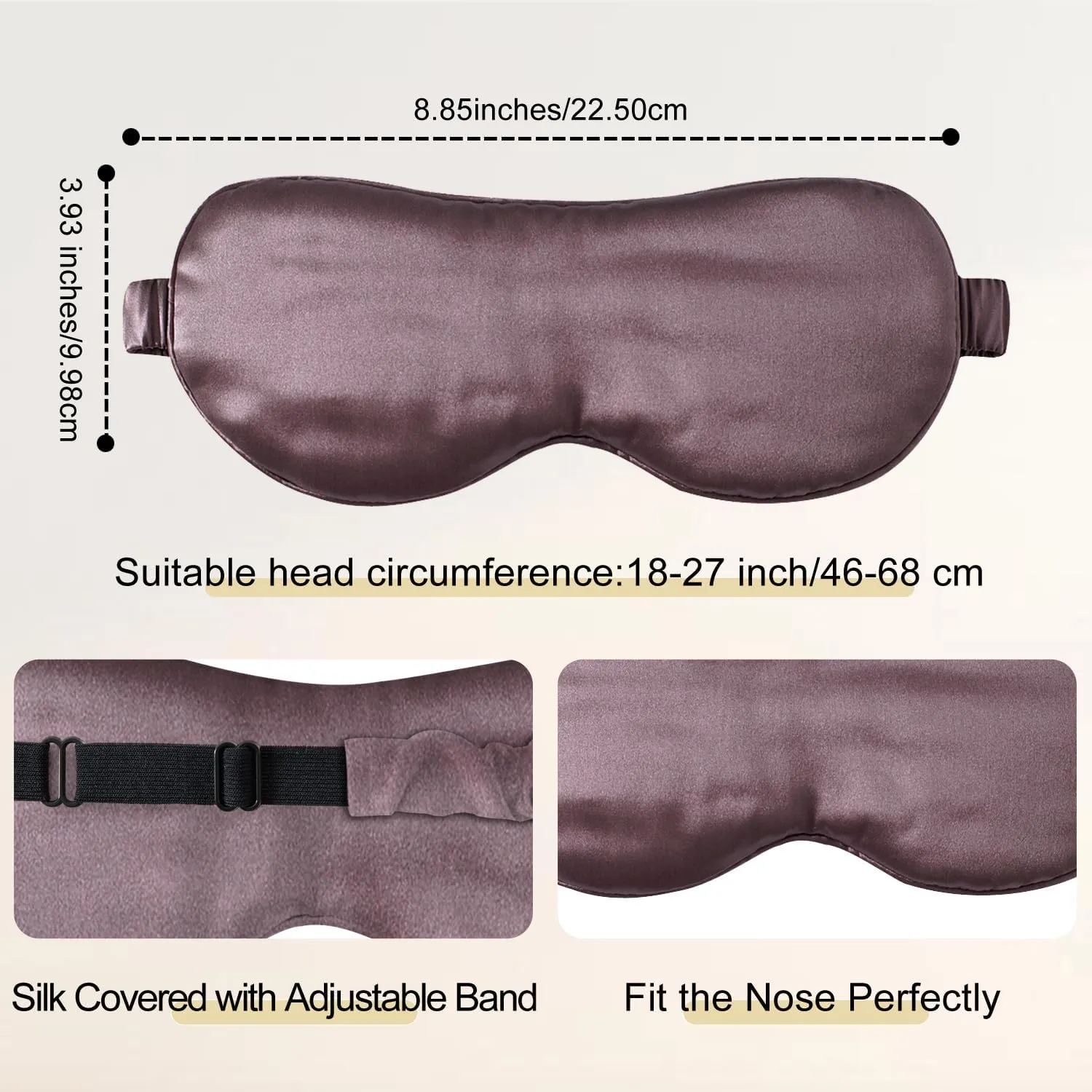 ZIMASILK Adjustable 100% 22 Momme Mulberry Silk Sleep Mask for Sleeping, Filled with Premium Mulberry Silk, Softest & Breathable Eye Sleeping Mask (Gray Purple)