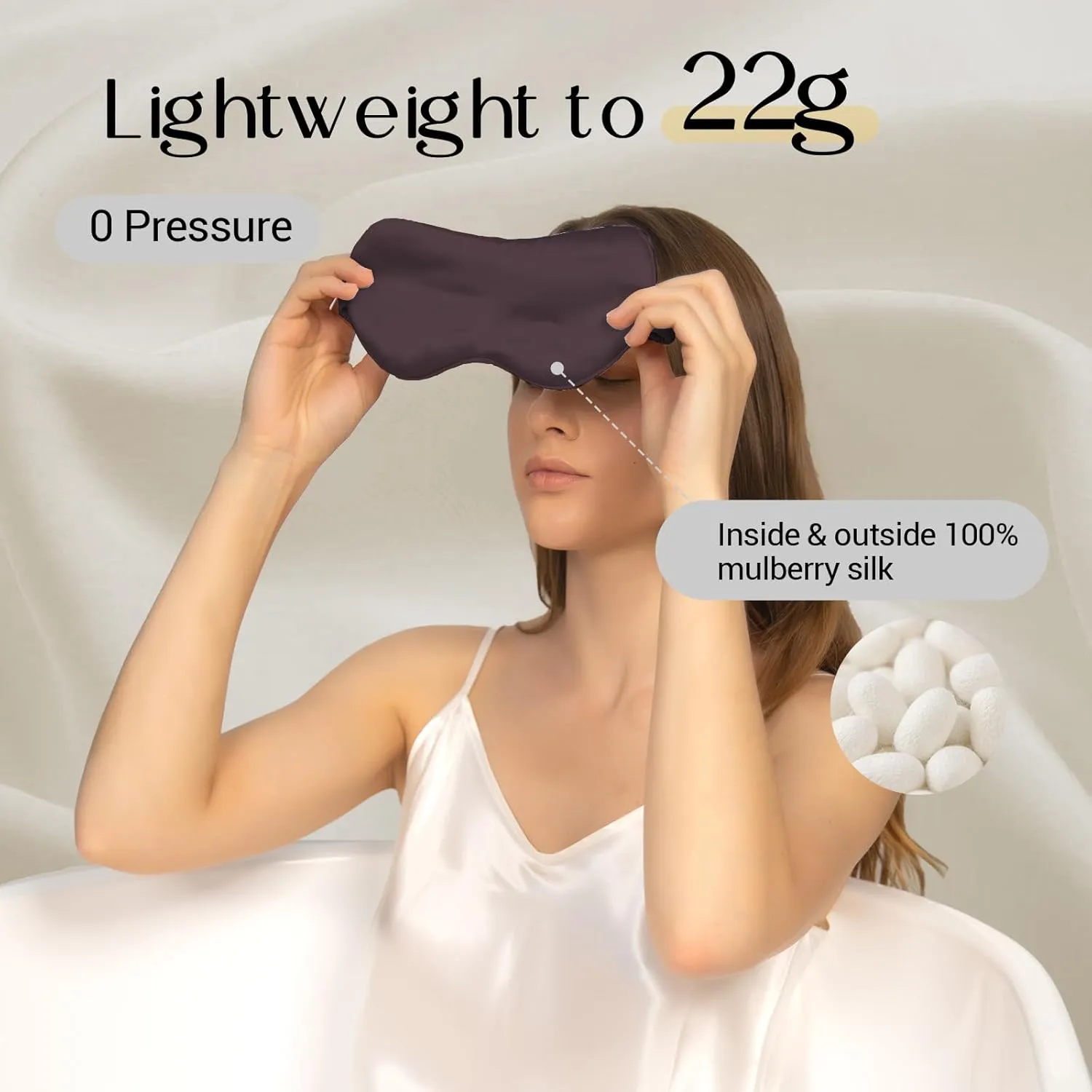 ZIMASILK Adjustable 100% 22 Momme Mulberry Silk Sleep Mask for Sleeping, Filled with Premium Mulberry Silk, Softest & Breathable Eye Sleeping Mask (Gray Purple)