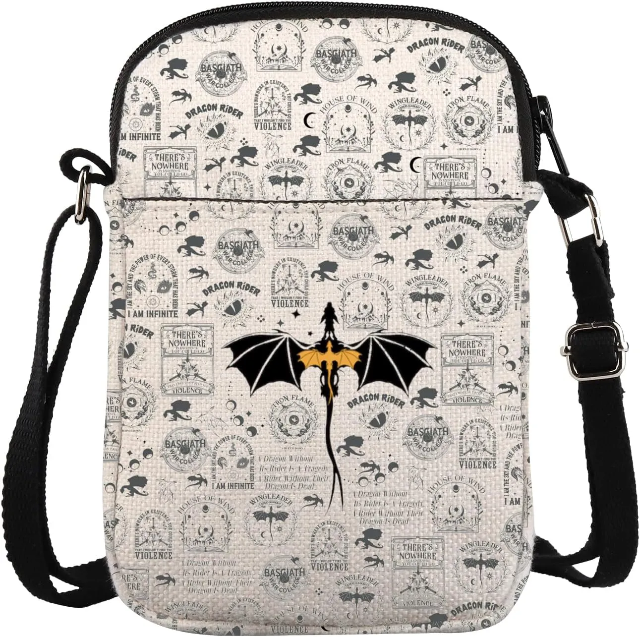 ZJXHPO Fourth Dragon Cross Body Bag Dragon Rider Messenger Bag Fantasy Book Reader Lover Gift Dragon Bookish Carry On Bag