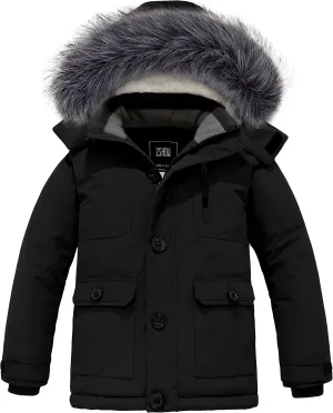 ZSHOW Boys' Hooded Winter Coat Warm Waterproof Puffer Jacket Thick Fleece Parka